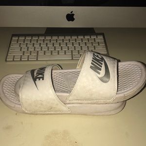 white nike slides !